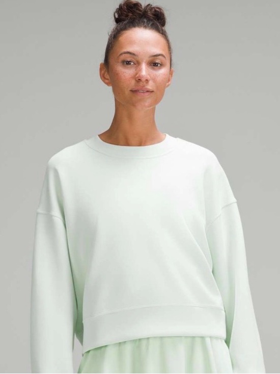 lululemon athletica Tops - Lululemon Softstreme Perfectly Oversized Cropped Crew Kohlrabi Green Sweatshirt
